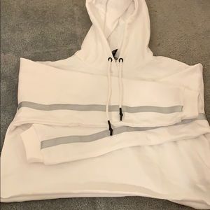 cropped hoodie with holographic stripes